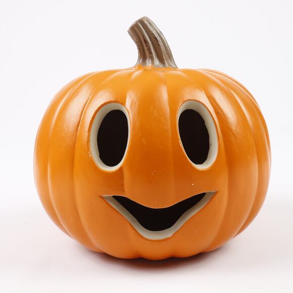 Pair of Intertek Plastic Light Up Halloween Pumpkin Jack-O-Lanterns & Bulbs - Picture 8 of 12